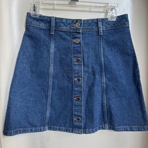 NWT H&M Divided High Waisted Slight Flare Denim Button Up Mini Skirt Size 4